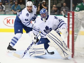 Maple Leafs goaltender Jonathan Bernier missed both games in Florida because of the flu. (Getty Images/AFP)