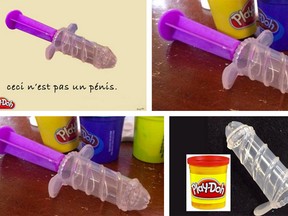 Many took to social media to joke about Play-Doh's phallic accessory from its Play-Doh Cake Mountain toy set. (Twitter screengrab)