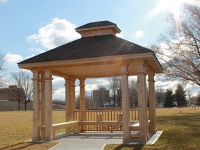 A new gazebo, pictured here in the north end of Centennial Park, has been gifted to the City of Sarnia. The Village of Point Edward gave the present to help celebrate the city's 100th anniversary. CARL HNATYSHYN/QMI AGENCY
