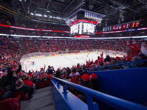 Fans celebrate Canada's goal against Slovakia during second period World Junior Championship action in Montreal on Friday, Dec. 26, 2014. (Johany Jutras/QMI Agency)