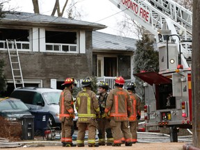 Firefighters responded to a three-alarm blaze on Camwood Ave