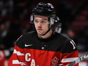 Team Canada forward Max Domi skates during the warmup prior to facing the U.S. during the World Junior Hockey Championship at the Bell Centre in Montreal, Dec. 31, 2015. (MARTIN CHEVALIER/QMI Agency)
