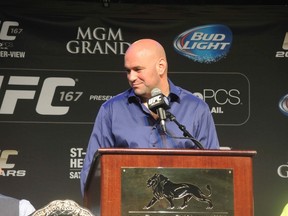 The UFC, led by president Dana White, has reportedly moved the UFC event scheduled for March in Montreal to Dallas and replaced it with UFC 186 in April. (QMI Agency file photo)