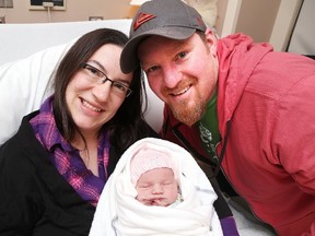 Gino Donato/The Sudbury Star
Amelia and Brian Wood of Lively are the proud parents of Leta Evangeline Wood, who weighed 8 pounds, 14 ounces and was born at 3:53 p.m. on Jan. 1.