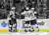 Jan 3, 2015; Boston, MA, USA; Ottawa Senators defenseman Jared Cowen (2) defenseman Erik Karlsson (65) and right wing Bobby Ryan (6) celebrate their overtime victory over the Boston Bruins at TD Banknorth Garden. Mandatory Credit: Bob DeChiara-USA TODAY Sports