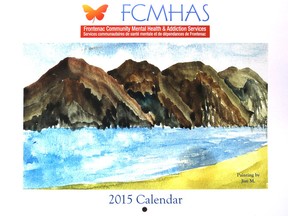 Clients from Frontenac Community Mental Health and Addiction Services have contributed their artwork for a 2015 calendar which is distributed free to community partners and doctors' offices around the city. (cover art by Jim McLaren)