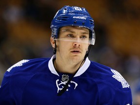 Toronto Maple Leafs forward James Van Riemsdyk  skates in warm-up at the Air Canada Centre in Toronto on Nov. 12, 2014. (CRAIG ROBERTSON/Toronto Sun)