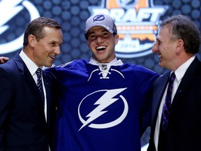 Anthony DeAngelo, pictured here during the 2014 National Hockey League draft, had a memorable December. He inked a three-year, entry-level deal with the Tampa Bay Lightning. FILE PHOTO