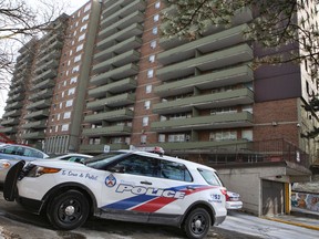 Toronto Police and EMS at the scene of a shooting at 121 Humber Blvd. on Monday, Jan. 5, 2014. (Dave Thomas/Toronto Sun)
