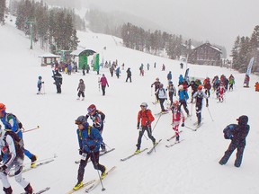 The third annual Castle Mountain Resort Ski Mountaineering Race is taking place this Sunday. Athletes will forgo the luxury of a chairlift and climb the mountain before skiing back down. Greg Cowan/QMI Agency photo