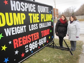 Rachel Pearsall, community relations and fund development co-ordinator at Hospice of Quinte in Belleville, left, and the non-profit's executive director, Helen Dowdall, ask everyone to join in on the fun and to encourage their co-workers, neighbours and friends to participate in the 18th annual Dump the Plump. - JEROME LESSARD/THE INTELLIGENCER/QMI AGENCY