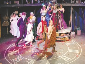 The ensemble celebrates a ?happily ever after? in the Original Kids Theatre Company?s production of Into The Woods, which opens Wednesday at the Spriet Family Theatre at Covent Garden Market.  (Anita Watkins/Special to QMI Agency)