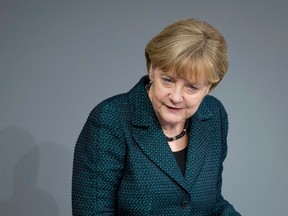 German Chancellor Angela Merkel holds a speech during a debate at the lower house of parliament Bundestag in Berlin, November 26, 2014.
REUTERS/Stefanie Loos