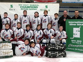 The Lambeth Lancers peewee minor hockey team won the B championship at the regional Silver Stick tournament in Watford and will be competing at the international finals this weekend in Forest. The 25th peewee and midget B and C finals start Friday and conclude Sunday. (SUBMITTED PHOTO)