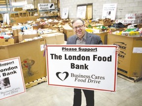 Business Cares Food Drive co-chair Wayne Dunn is thankful to the London community for helping raise 290,870 pounds of food for the London Food Bank ? up 3% from the amount collected last year. (Free Press file photo)