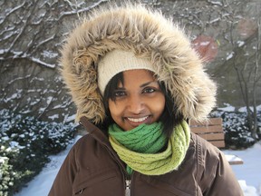 Nilani Loganathan, an international student advisor at Queen's University, presents a workshop on Learning to Love Winter for students coming to Queen's from warm-weather countries. (Michael Lea/The Whig-Standard)