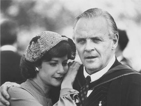 Anthony Hopkins as C.S. Lewis and Debra Winger as American poet Joy Davidman in Shadowlands, the story of their love affair.