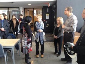 Premier Kathleen Wynne arrives at La Cite Collegiale in Ottawa Friday morning. (COREY LAROCQUE Ottawa Sun)