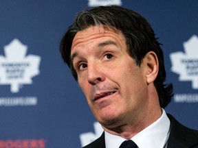 Leafs president Brendan Shanahan speaks with the media at the Air Canada Centre on Friday, Jan. 9, 2015. (CRAIG ROBERTSON/Toronto Sun)
