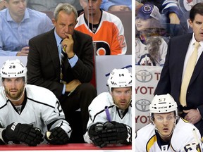 Darryl Sutter of the Los Angeles Kings and Peter Laviolette of the Nashville Predators were named head coaches for the 2015 NHL All-Star Game in Columbus, Ohio. (Eric Hartline-USA TODAY Sports and Bruce Fedyck-USA TODAY Sports)