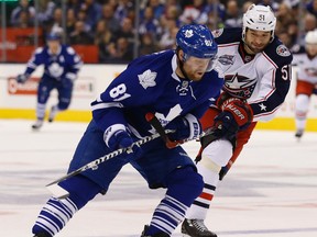 Maple Leafs star Phil Kessel rushes up ice against the Columbus Blue Jackets on Jan. 9. (Jack Boland, Toronto Sun)
