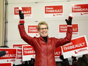 Ontario Premier Kathleen Wynne addresses Liberal supporters at the opening of Sudbury Liberal byelection candidate Glenn Thibeault's campaign office in Sudbury, on Saturday, Jan. 10, 2015. (JOHN LAPPA/QMI AGENCY)