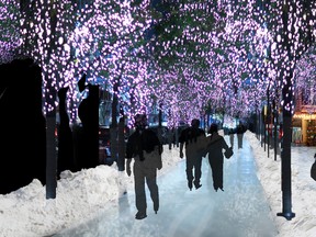 An artists rendering of the proposed "Freezeway" along 105 Street in downtown Edmonton. PHOTO SUPPLIE