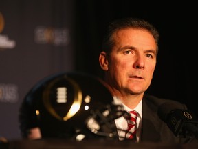 Head coach Urban Meyer of the Ohio State Buckeyes speaks with the media during a Head Coaches press conference at the Renaissance Dallas Hotel on January 11, 2015 in Dallas, Texas. (Ronald Martinez/Getty Images/AFP)
