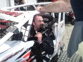 Chris Sorin in his lightning sprint car after the 1,200cc Mini Sprint A Main final at the prestigious Tulsa Shootout in Tulsa, Okla, Jan. 4, 2015. Sorin finished 10th and was the lone Canadian in the final.
SUBMITTED PHOTO