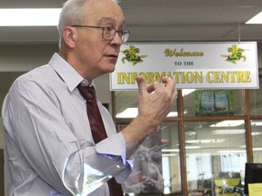Dr. Tom Todd, who is now semi-retired but was one of the world's top lung transplant doctors, spoke to students at LCVI about careers in medicine. (Michael Lea/The Whig-Standard)