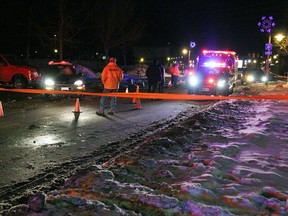 STEPHEN UHLER / DAILY OBSERVER
Lake Street beside the Pembroke Memorial Centre was closed off Sunday night as police and emergency personnel converged on the scene of an incident in which three people were reportedly struck by a vehicle. This occurred around 9 p.m., shortly after the end of the Pembroke Lumber Kings game when fans were leaving the arena. The three people were transported from the scene by ambulance. The OPP closed the street off while they conduct their investigation. Check with The Daily Observer for more details as they become available.