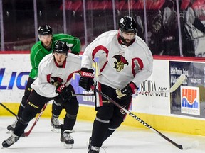 Todd Bertuzzi works out with the Binghamton Senators on Monday. The 39-year-old is attempting a comeback after being signed to a tryout contract by the Senators. (KRISTOPHER RADDER Ottawa Sun / QMI Agency)