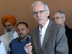 Manitoba NDP leadership candidate Steve Ashton speaks during a press conference on Monday. (Brian Donogh/Winnipeg Sun)