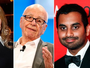 J.K. Rowling, Rupert Murdoch and Aziz Ansari. (REUTERS PHOTOS)