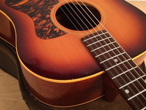 This extremely rare, mint-condition 1941 Gibson J-35 recently ended up at Folkway Music in Waterloo, Ont., after a 92-year-old Second World War veteran in Iowa found it under his bed. (Folkway Music/Supplied)