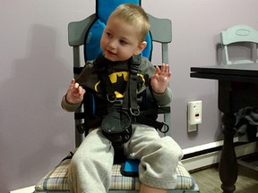 Three-year-old Lyndon Kloss has an extremely rare genetic disorder, Christianson syndrome, that primarily affects the nervous system. Ingersoll residents and businesses have been rallying around the Kloss family, helping to raise money to assist with Lydon's care. (SUBMITTED PHOTO)