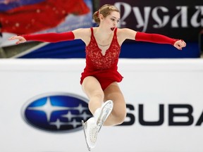 Prescott’s Alaine Chartrand performs during the women’s short program at the Rostelecom Cup ISU Grand Prix of Figure Skating in Moscow on Nov. 14. Chartrand will compete at the Canadian championships in Kingston next week. (Grigory Dukor/Reuters)