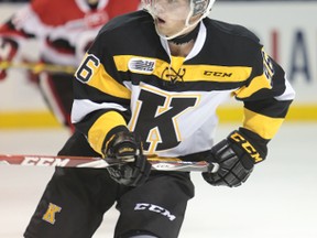 Spencer Watson, who broke an ankle on Nov. 28, skated with the Kingston Frontenacs on Tuesday but is still weeks away from returning to game action. (Whig-Standard file photo)