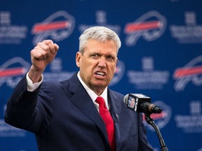 Rex Ryan speaks at a press conference announcing his arrival as head coach of the Buffalo Bills on January 14, 2015 at Ralph Wilson Stadium in Orchard Park, New York. (Brett Carlsen/Getty Images/AFP)