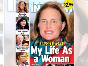 Bruce Jenner photoshopped on the cover of In Touch magazine. 

(In Touch)