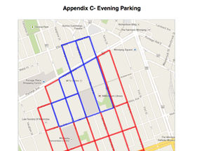 The proposed nighttime parking areas.
