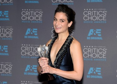 Actress Jenny Slate poses backstage with her Best Actress in a Comedy award for "Obvious Child" during the 20th Annual Critics' Choice Movie Awards in Los Angeles, California January 15, 2015.  REUTERS/Kevork Djansezian