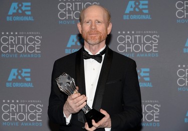 Director Ron Howard poses backstage with his Louis XIII Genius award during the 20th Annual Critics' Choice Movie Awards in Los Angeles, California January 15, 2015.  REUTERS/Kevork Djansezian