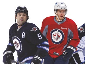 Mark Stuart (left), Toby Enstrom (middle) and Zach Bogosian are among the candidates to be traded by the Winnipeg Jets. The Jets have a glut of defencemen and could use some help on right-wing.