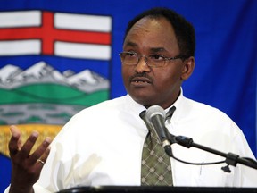 Somali Canadian Society of Edmonton president Jibril Ibrahim takes part in a press conference where the Alberta government announced $1.61 million in funding for 12 crime prevention and victims support programs through the Civil Forfeiture Fund, Friday Aug. 17, 2012. The press conference was held at the Africa Centre gymnasium, 13160 - 127 Street.  DAVID BLOOM EDMONTON SUN