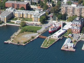An aerial shot of the Marine Museum property on Ontario Street.