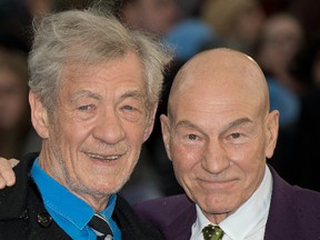 Patrick Stewart and Sir Ian McKellen at the UK premiere of 'X-Men: Days of Future Past' at the Odeon Leicester Square in London on May 12, 2014.  WENN.com