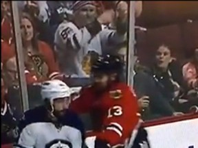Daniel Carcillo, a Chicago Blackhawks forward, has been offered an in-person hearing by the NHL Department of Player Safety after delivering the stick infraction on the left arm of Perreault late in Friday's 4-2 win by the Winnipeg Jets.