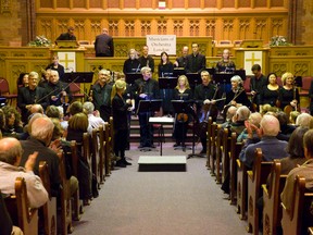 The Musicians of Orchestra London stand to thank hundreds of supporters and fans at Metropolitan United Church in London, Ontario on Wednesday January 14, 2015.
CRAIG GLOVER/The London Free Press/QMI Agency