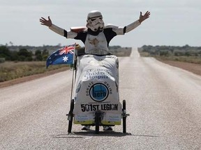Scott Loxley in his stormtrooper costume in Australia. (Facebook)